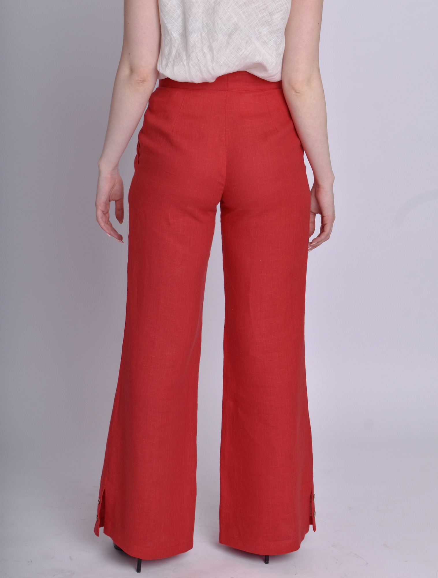 Women's Flared Linen Trousers